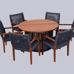 Conjunto de Mesa Grêcia com 6 cadeiras, tampo de madeira maciça Cumarú